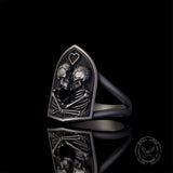 Till Death To Us Part Sterling Silver Heart Gem Couple Ring