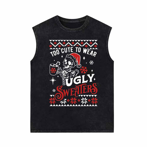 Too Cute To Wear Ugly Sweaters Vintage Washed Vest Top | Gthic.com