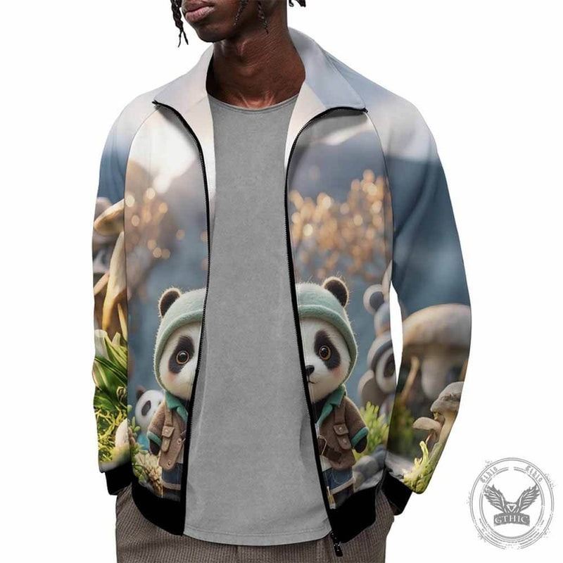 Travel Panda Stand Collar Zip Jacket | Gthic.com