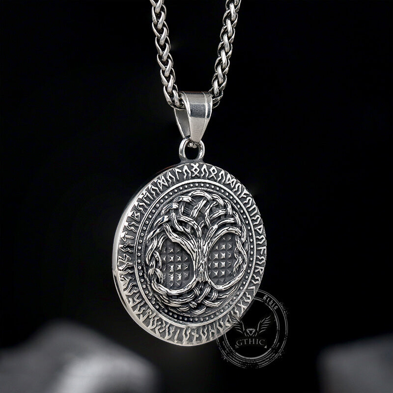 Tree Of Life Aegishjalmur Stainless Steel Viking Pendant