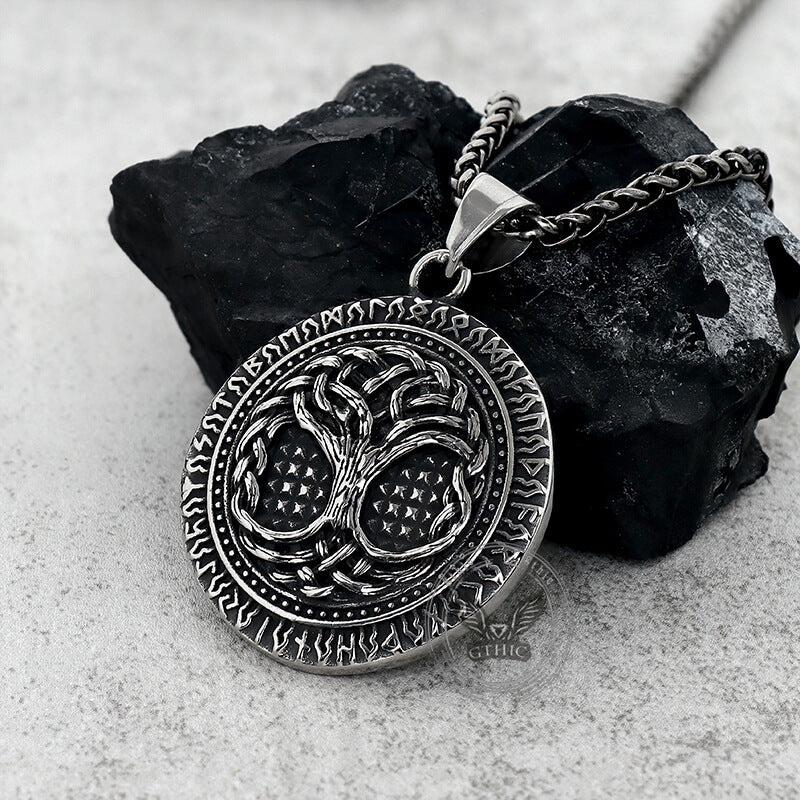 Tree Of Life Aegishjalmur Stainless Steel Viking Pendant
