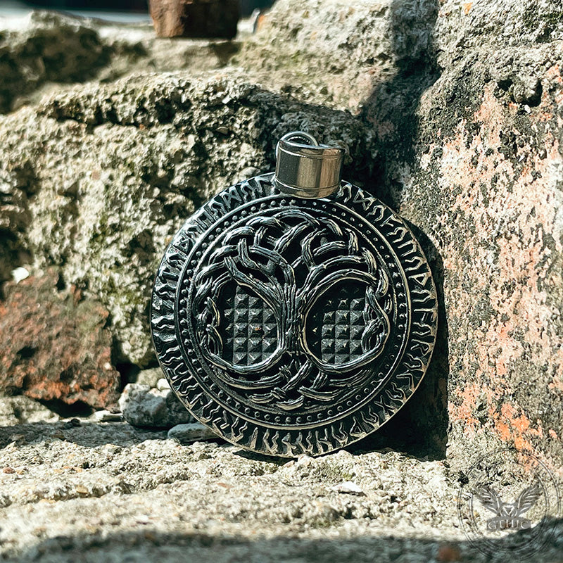 Tree Of Life Aegishjalmur Stainless Steel Viking Pendant