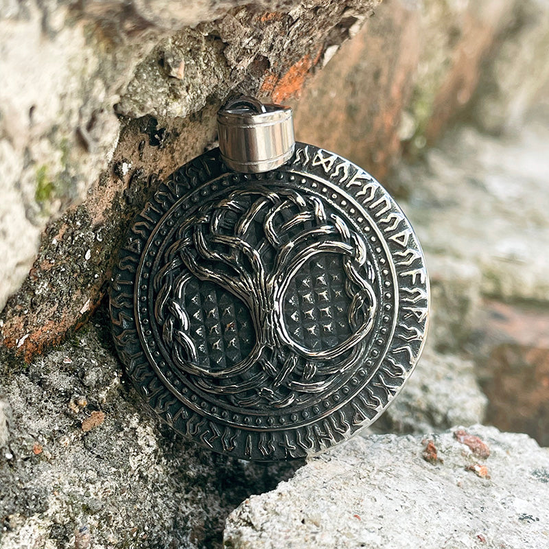 Tree Of Life Aegishjalmur Stainless Steel Viking Pendant