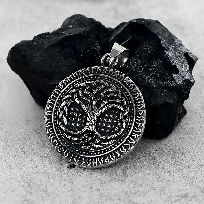 Tree Of Life Aegishjalmur Stainless Steel Viking Pendant
