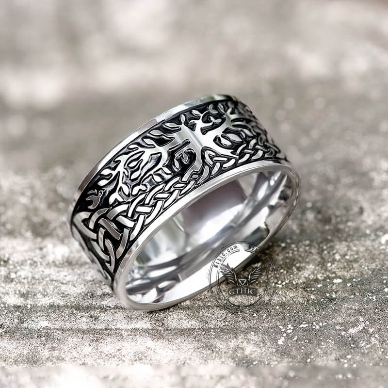 Life Of Tree Design Stainless Steel Viking Ring | Gthic.com