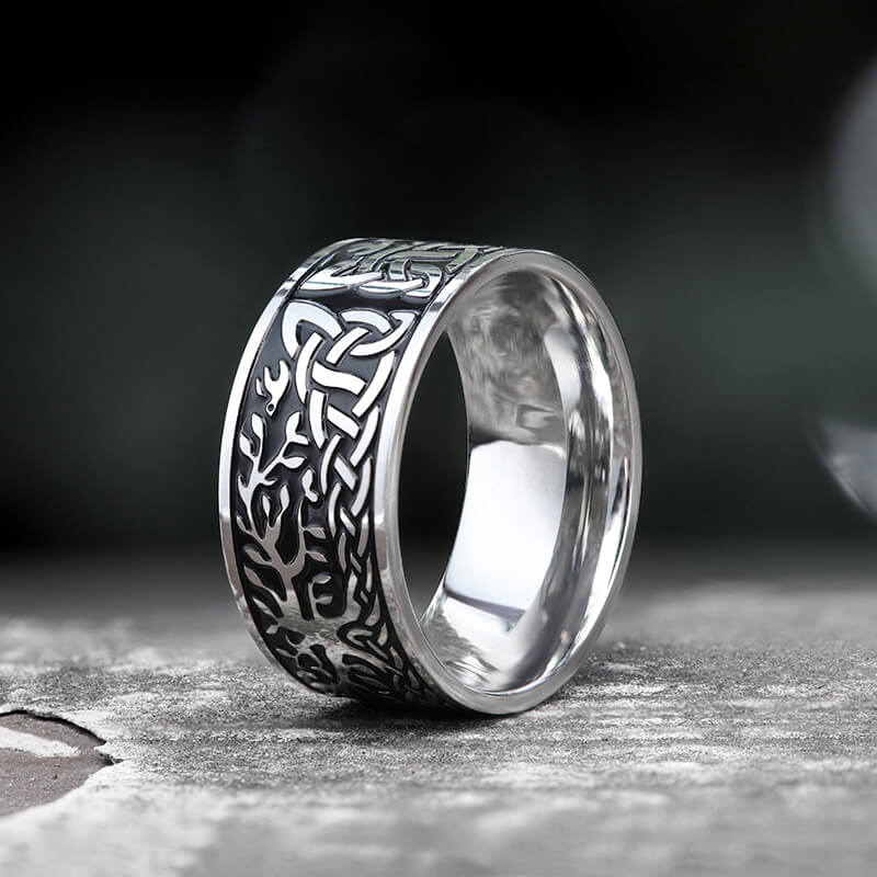 Life Of Tree Design Stainless Steel Viking Ring | Gthic.com