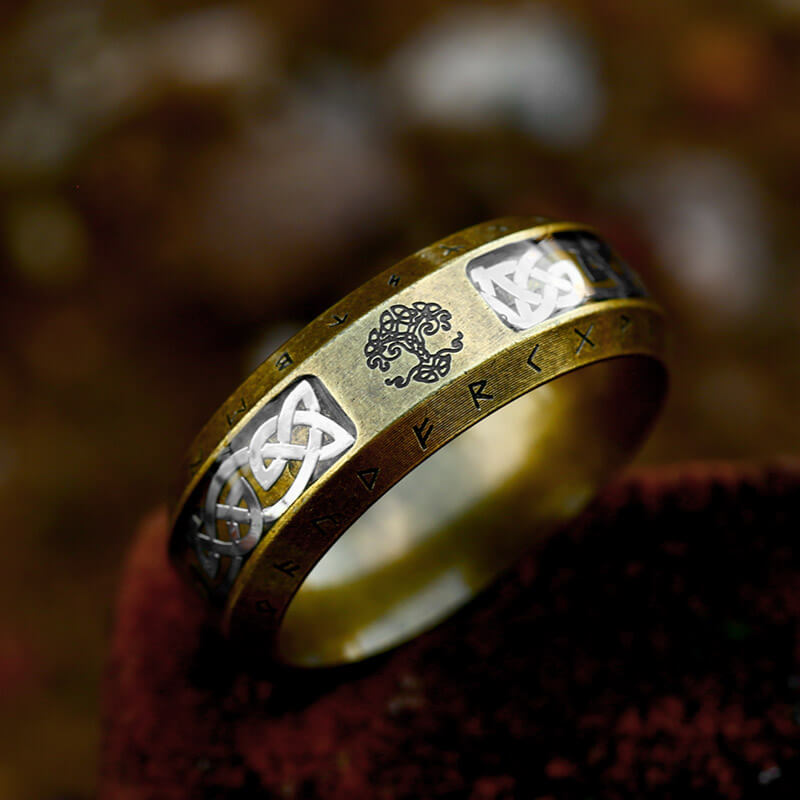 Tree Of Life Knot Stainless Steel Viking Band Ring