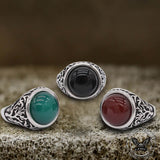 Tree of Life Pattern Gemstone Stainless Steel Ring | Gthic.com