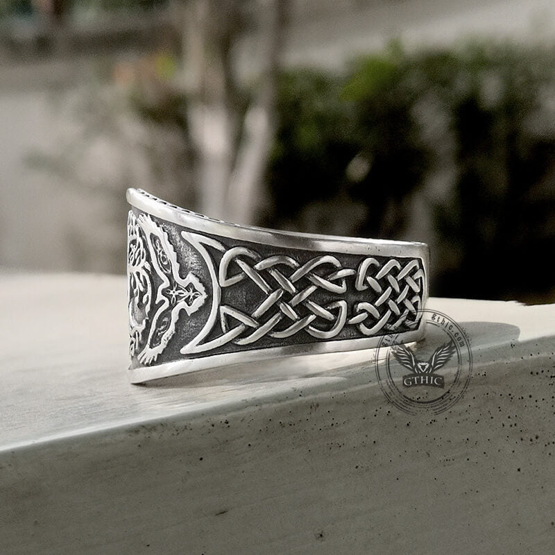 Tree of Life Raven Sterling Silver Viking Ring | Gthic.com