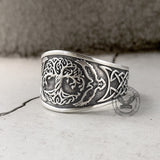 Tree of Life Raven Sterling Silver Viking Ring | Gthic.com