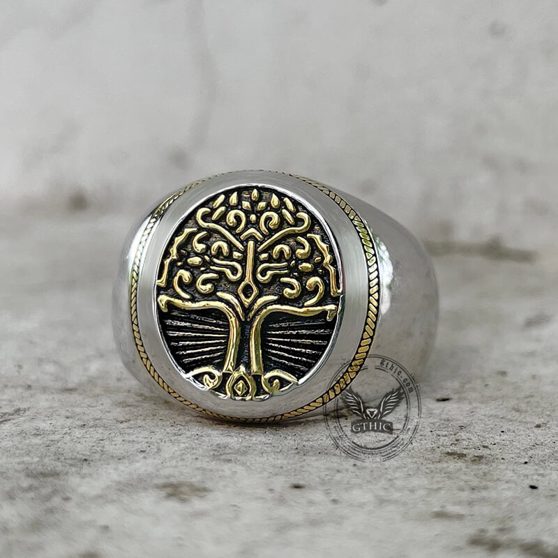 Tree of Life Signet Sterling Silver Viking Ring | Gthic.com