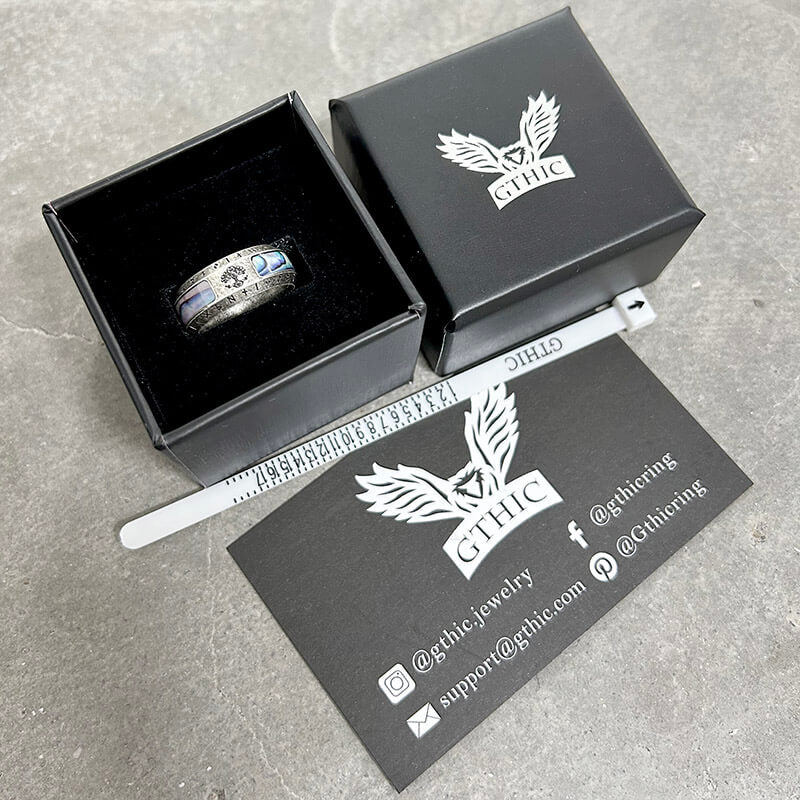 Anillo vikingo con concha de acero inoxidable del árbol de la vida