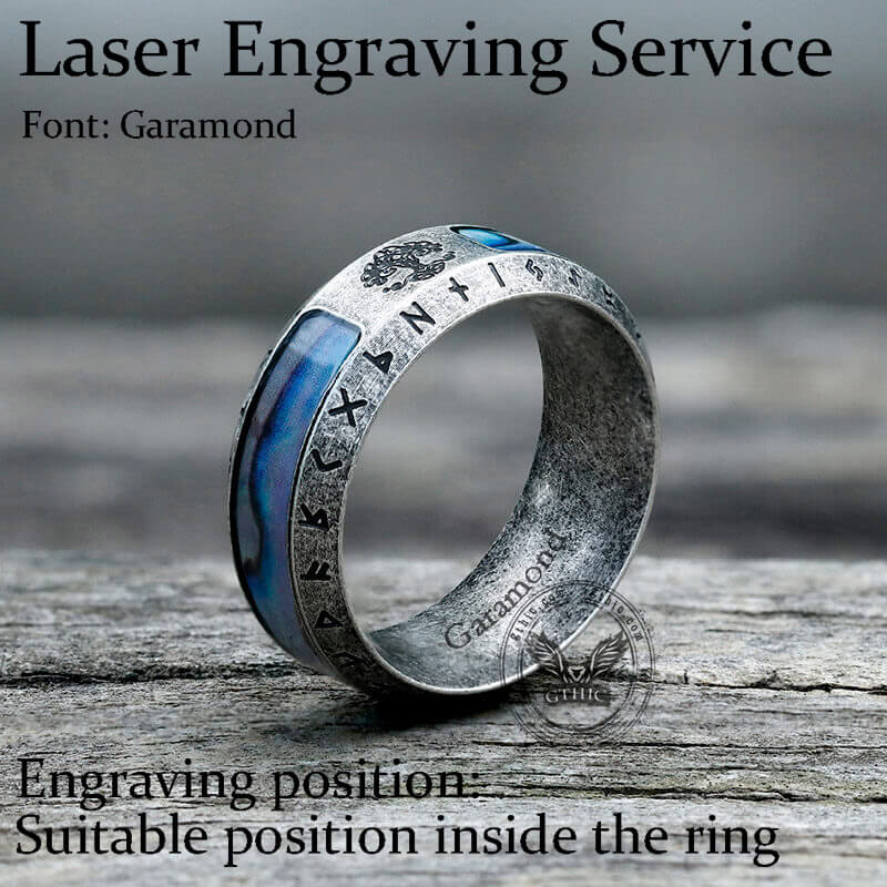 Anillo vikingo con concha de acero inoxidable del árbol de la vida