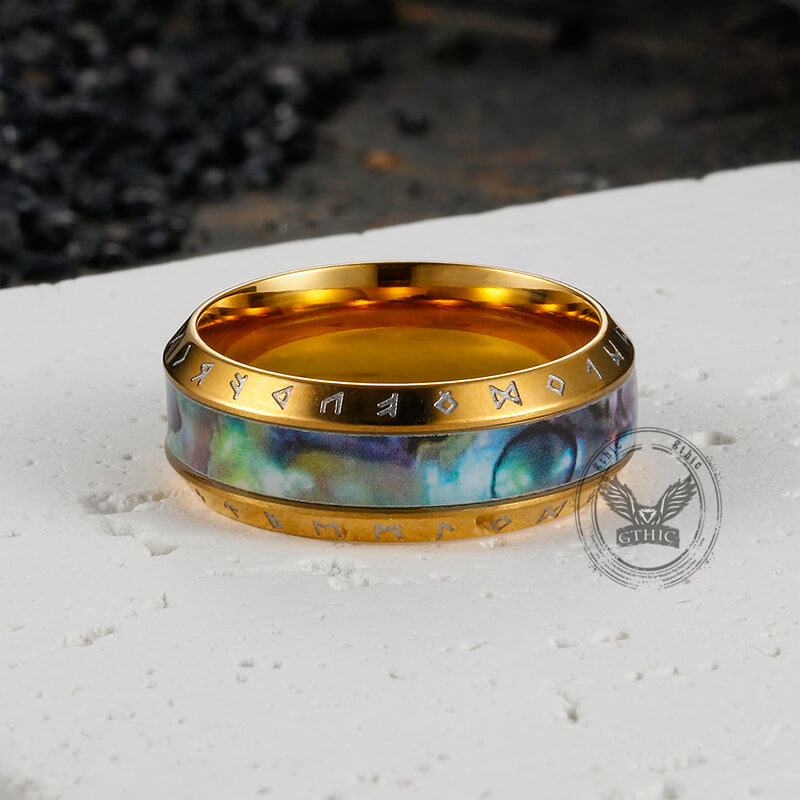 Anillo vikingo con concha de acero inoxidable del árbol de la vida