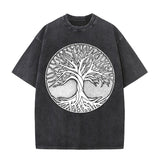 Tree Of Life Totem Viking Washed T-shirt | Gthic.com