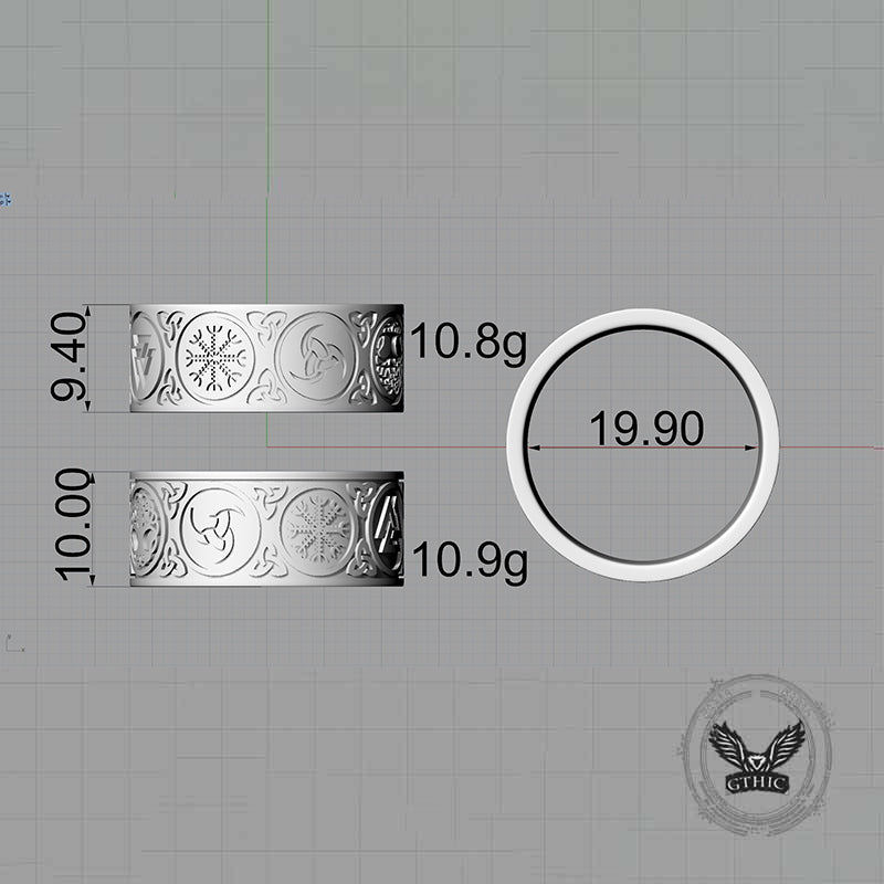 Tree of Life Valknut Viking Sterling Silver Triskele Ring