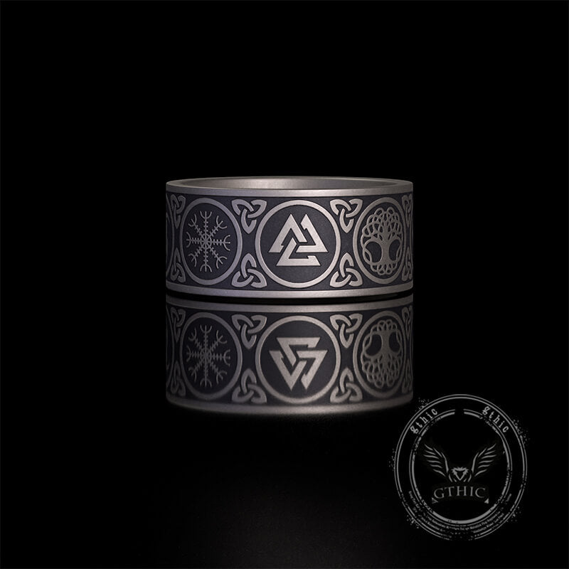 Tree of Life Valknut Viking Sterling Silver Triskele Ring