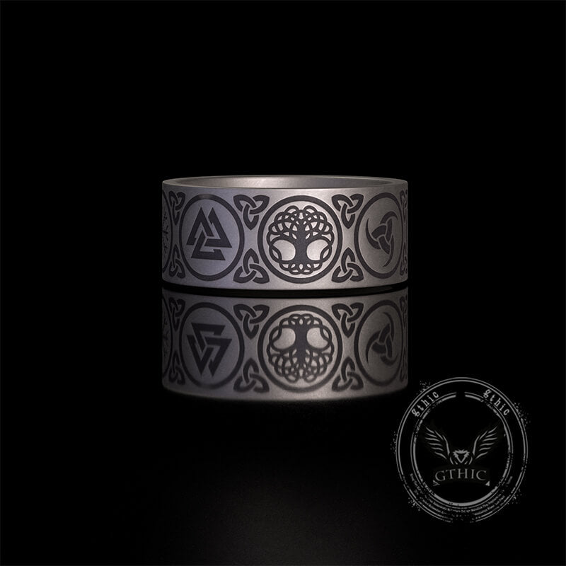 Tree of Life Valknut Viking Sterling Silver Triskele Ring
