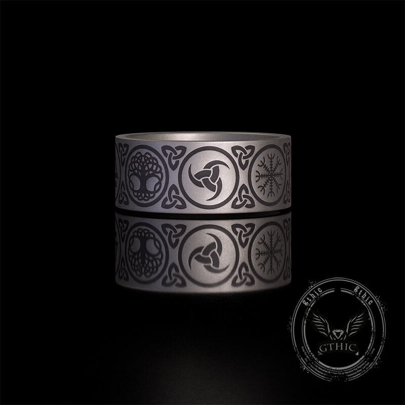 Tree of Life Valknut Viking Sterling Silver Triskele Ring 03| Gthic.com
