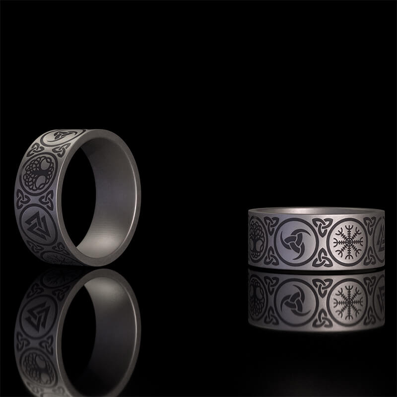 Tree of Life Valknut Viking Sterling Silver Triskele Ring 01 | Gthic.com