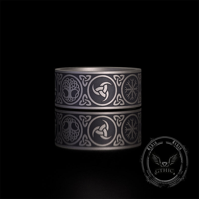 Tree of Life Valknut Viking Sterling Silver Triskele Ring 04| Gthic.com