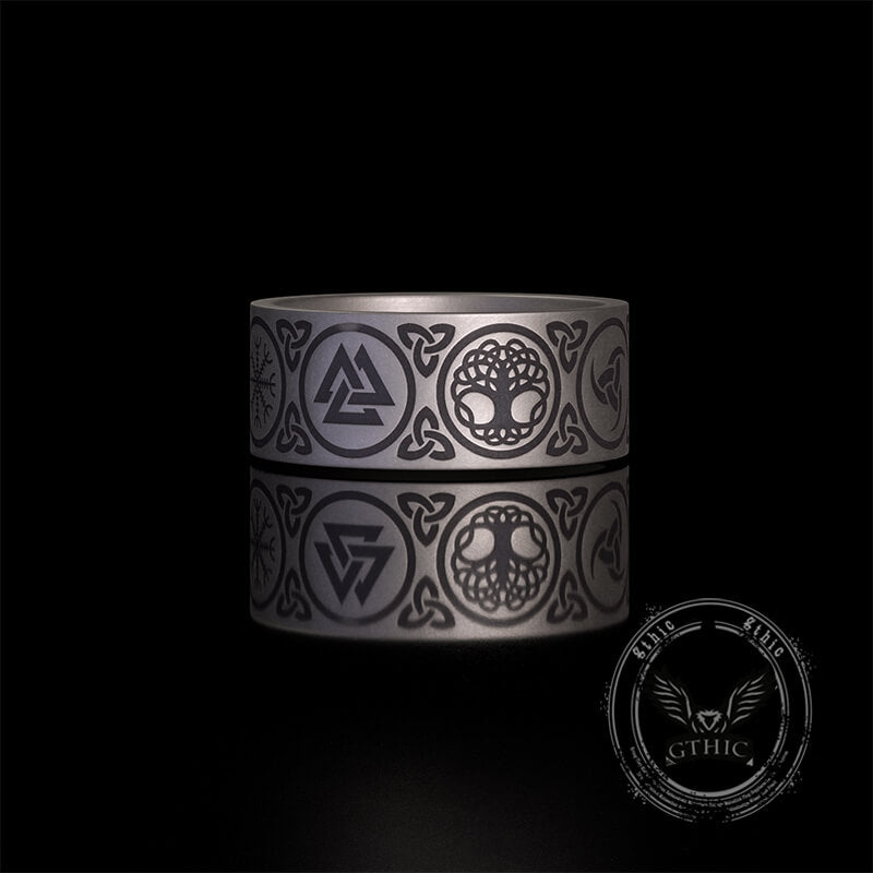 Tree of Life Valknut Viking Sterling Silver Triskele Ring