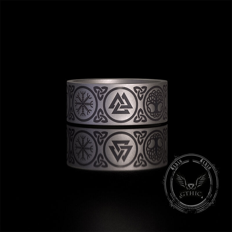 Tree of Life Valknut Viking Sterling Silver Triskele Ring