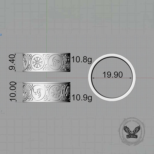 Tree of Life Valknut Viking Sterling Silver Triskele Ring