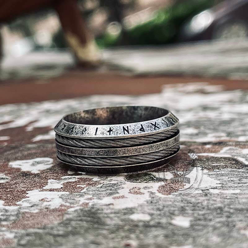 Tree of Life Viking Runes Stainless Steel Ring | Gthic.com