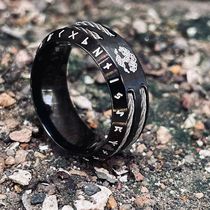 Tree of Life Viking Runes Stainless Steel Ring | Gthic.com