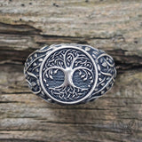 Tree Of Life Yggdrasil Sterling Silver Viking Ring | Gthic.com