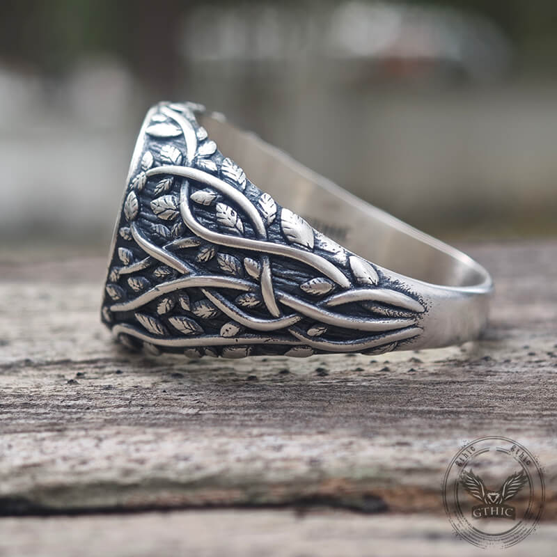 Tree Of Life Yggdrasil Sterling Silver Viking Ring | Gthic.com