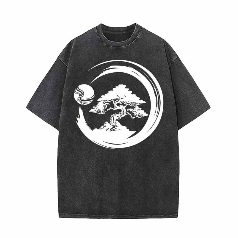 Tree Under Full Moon Vintage Washed T-shirt | Gthic.com