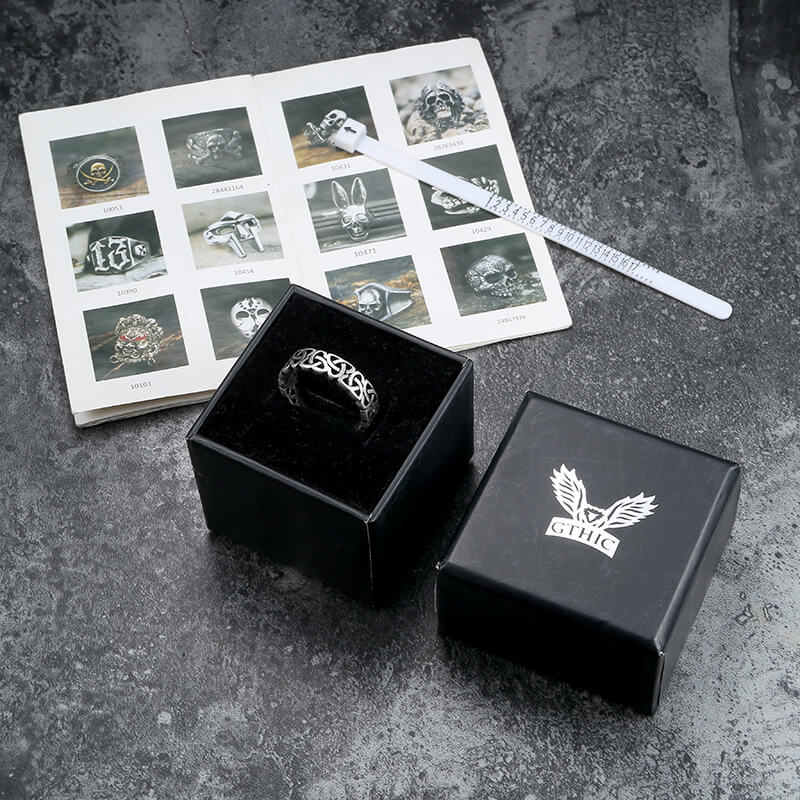 Bague Viking en Acier Inoxydable avec Noeud Celtique Triangle