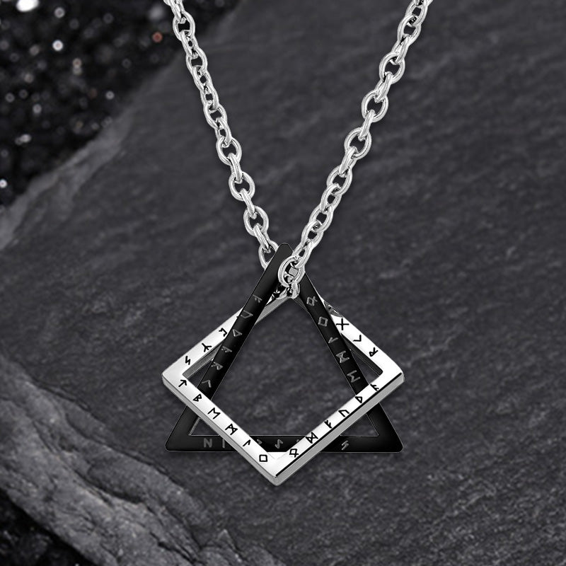 Triangle Geometric Viking Runes Stainless Steel Pendant