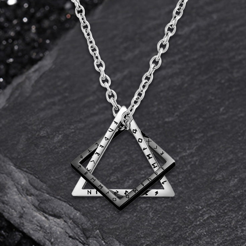 Triangle Geometric Viking Runes Stainless Steel Pendant