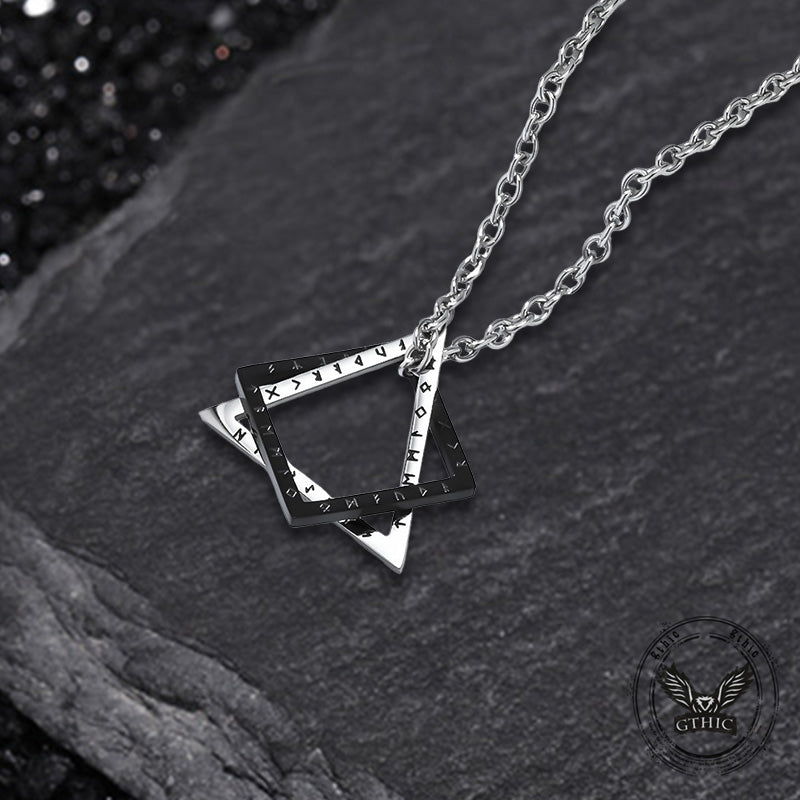 Triangle Geometric Viking Runes Stainless Steel Pendant