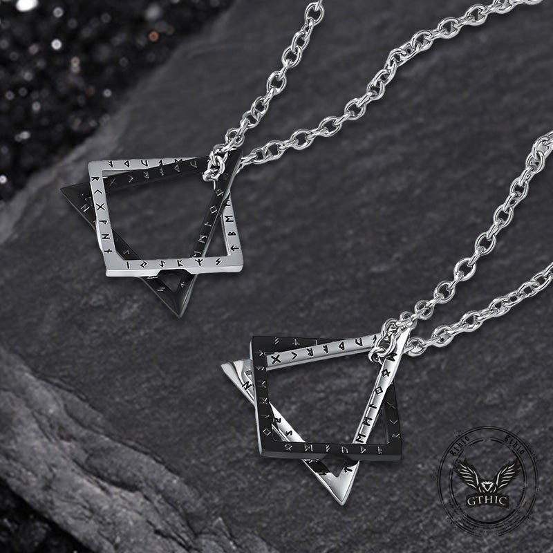 Triangle Geometric Viking Runes Stainless Steel Pendant