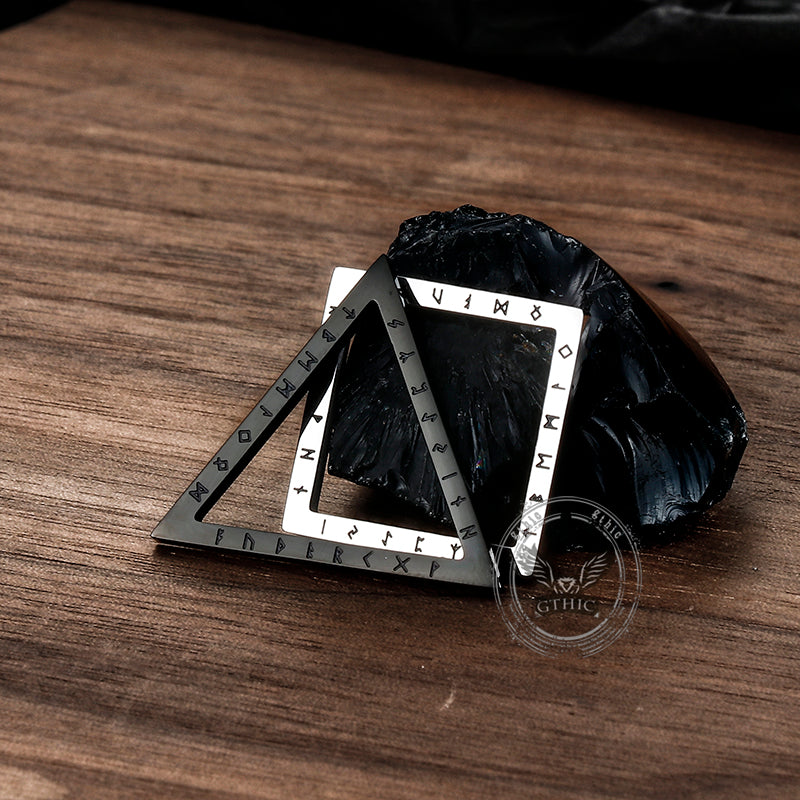 Triangle Geometric Viking Runes Stainless Steel Pendant