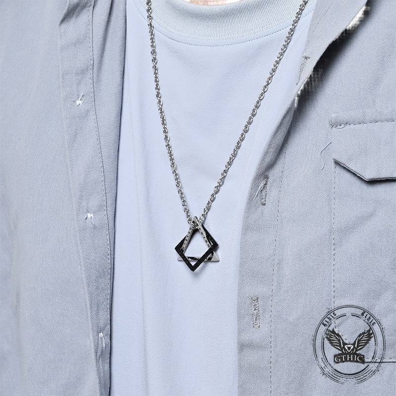 Triangle Geometric Viking Runes Stainless Steel Pendant