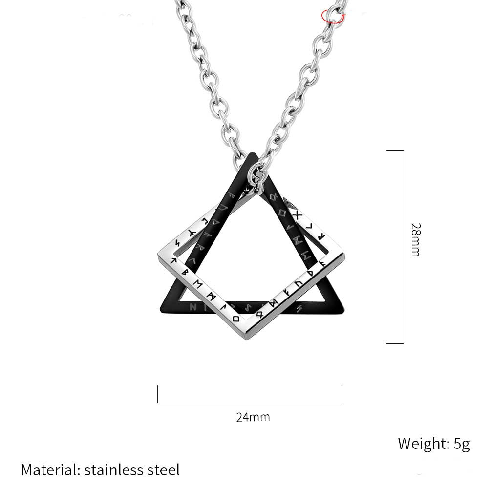 Triangle Geometric Viking Runes Stainless Steel Pendant