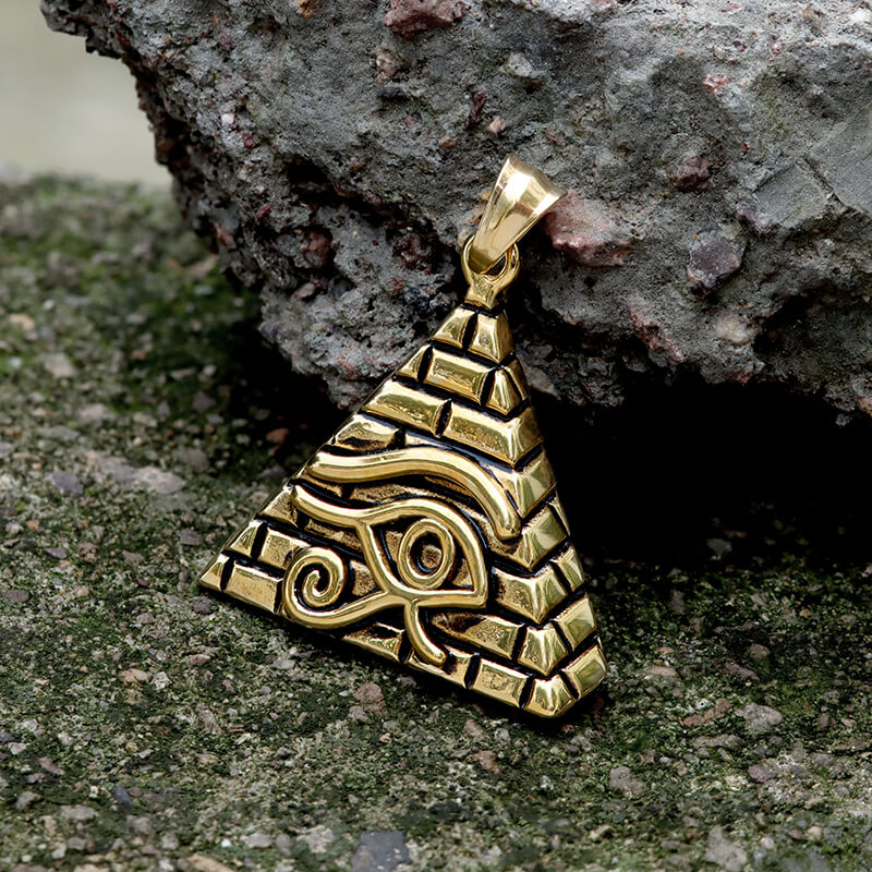 Triangle Pyramid Eye of Ra Stainless Steel Pendant | Gthic.com