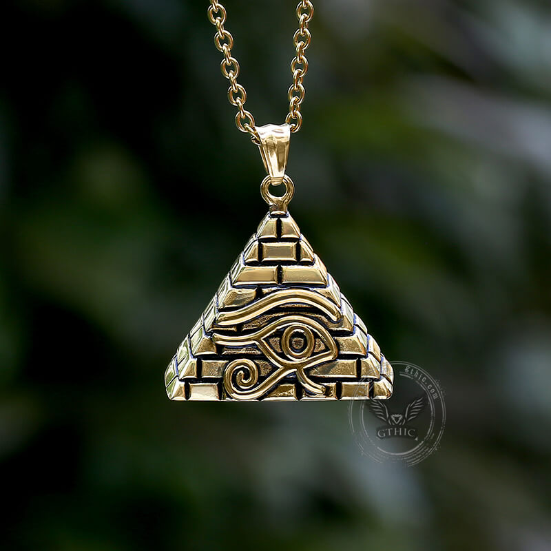 Triangle Pyramid Eye of Ra Stainless Steel Pendant | Gthic.com