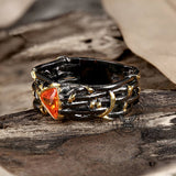 Triangle Topaz Inlaid Brass Cocktail Ring | Gthic.com