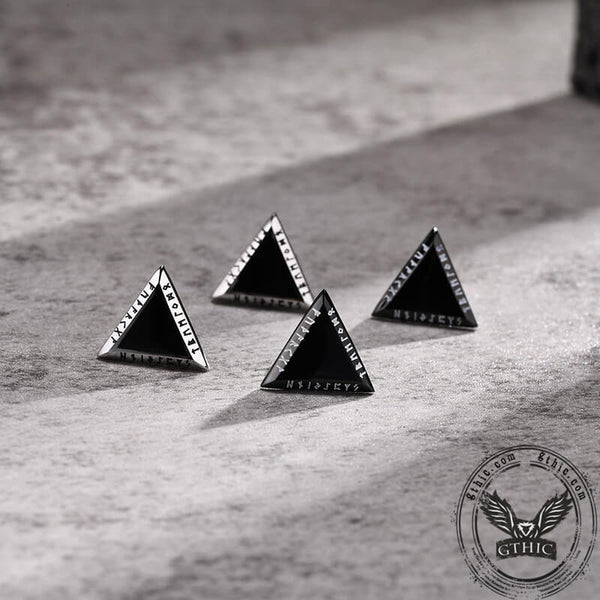 Triangular Viking Rune Stainless Steel Stud Earrings | Gthic.com