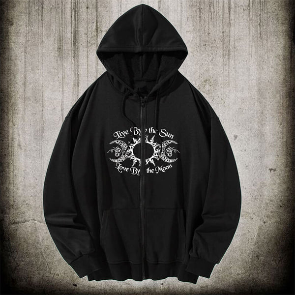 Triple Moon Goddess Witch Polyester Hoodie Coat | Gthic.com