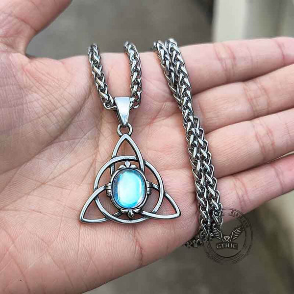 Triquetra Cat Eye Stainless Steel Viking Pendant | Gthic.com