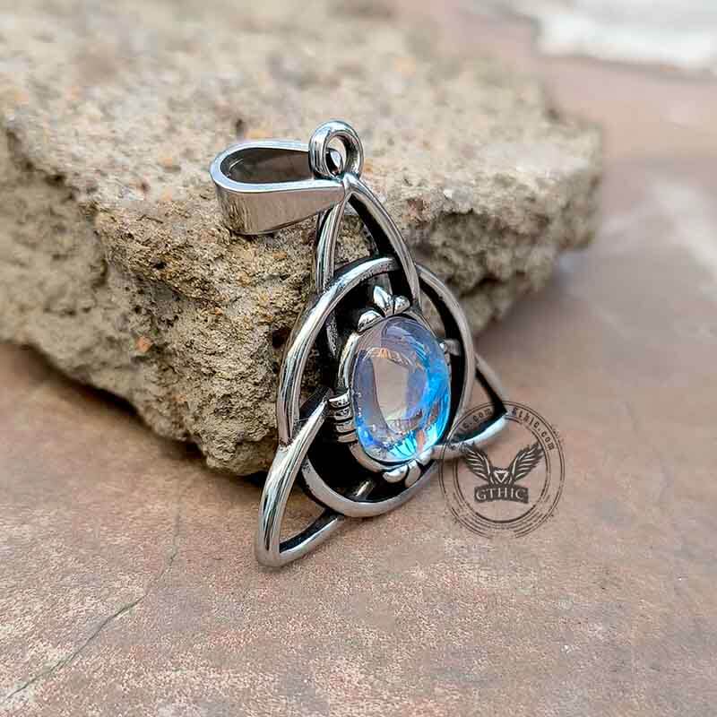 Triquetra Cat Eye Stainless Steel Viking Pendant | Gthic.com
