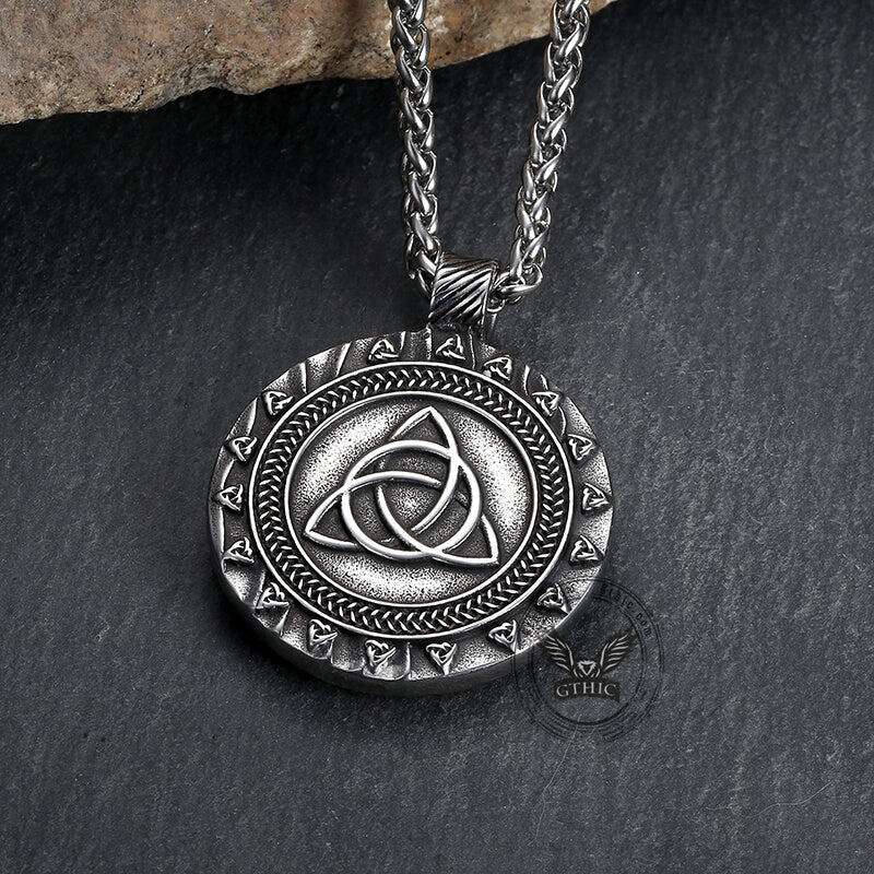 Triquetra Odin Ravens Stainless Steel Viking Pendant | Gthic.com