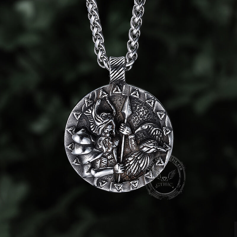 Triquetra Odin Ravens Stainless Steel Viking Pendant | Gthic.com